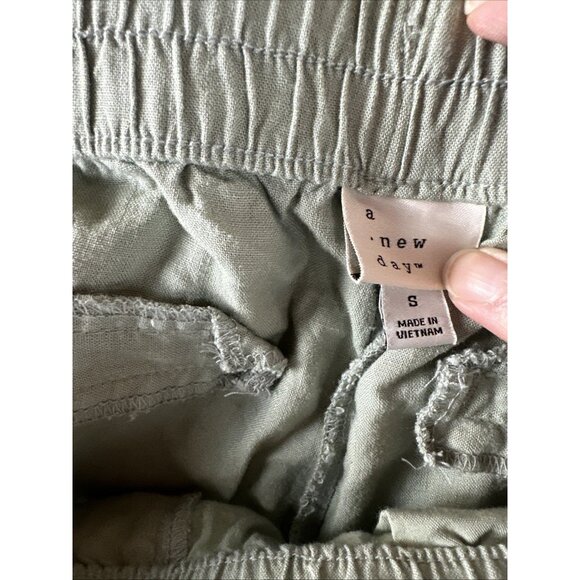 A New Day Linen Blend Wide Leg Drawstring Pocket Pants Women's Size S Beach pull - Picture 5 of 9